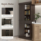 Armoire de cuisine de 180 cm de haut - 4 portes, 2 placards, grand tiroir - Rangement autoportant avec système anti-basculement, finition imitation bois