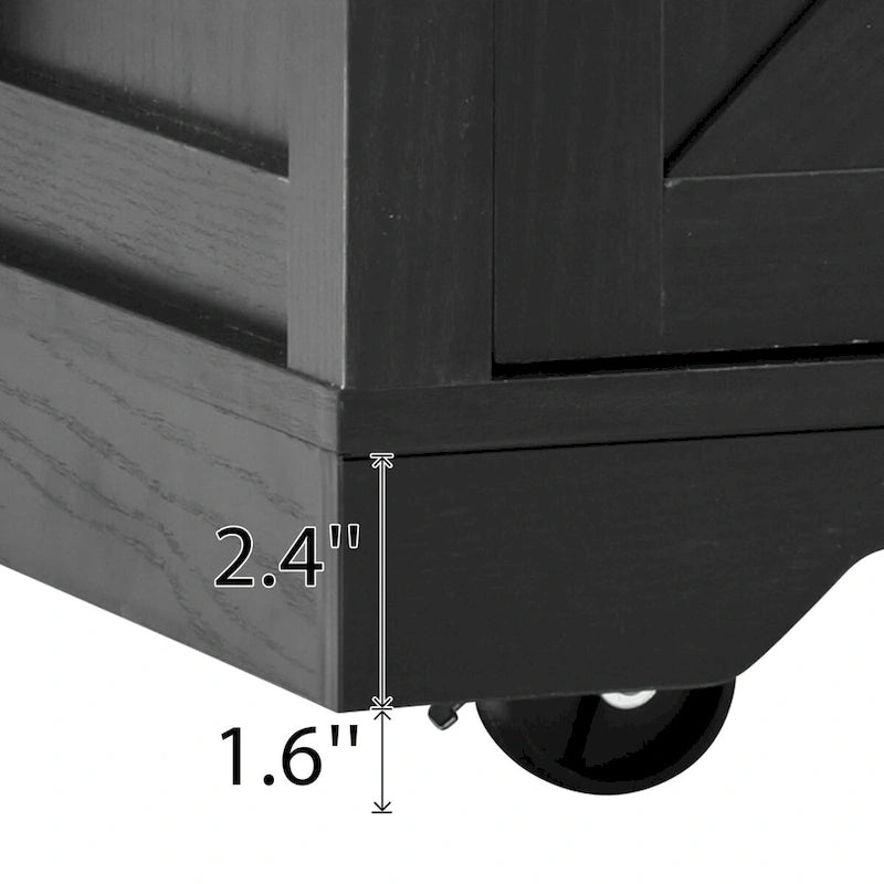 Îlot de cuisine style ferme, chariot à roulettes de 137 cm de large, 2 portes coulissantes de style grange, 3 tiroirs, prise électrique, ports USB, abattant, blanc et marron, capacité de rangement de 181 kg