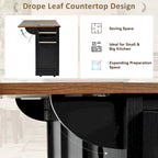 Îlot de cuisine style ferme, chariot à roulettes de 137 cm de large, 2 portes coulissantes de style grange, 3 tiroirs, prise électrique, ports USB, abattant, blanc et marron, capacité de rangement de 181 kg