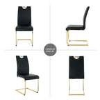 Ensemble de 2 chaises de salle à manger en similicuir - Pieds en métal doré, design ergonomique, mousse haute densité, imperméables, montage en 10 à 15 minutes, style luxe moderne