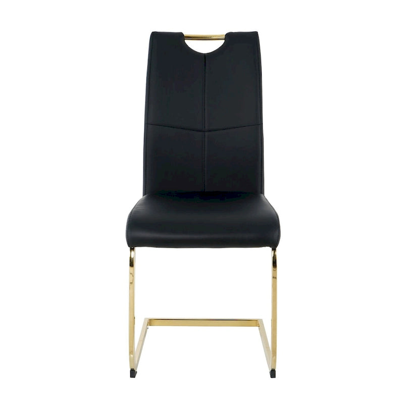 Ensemble de 2 chaises de salle à manger en similicuir - Pieds en métal doré, design ergonomique, mousse haute densité, imperméables, montage en 10 à 15 minutes, style luxe moderne