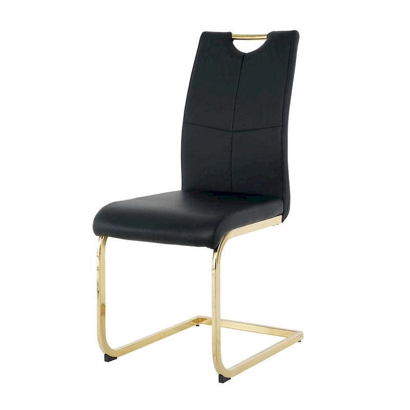 Ensemble de 2 chaises de salle à manger en similicuir - Pieds en métal doré, design ergonomique, mousse haute densité, imperméables, montage en 10 à 15 minutes, style luxe moderne