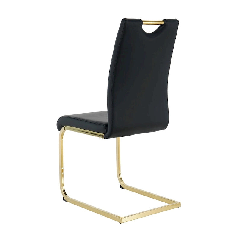 Ensemble de 2 chaises de salle à manger en similicuir - Pieds en métal doré, design ergonomique, mousse haute densité, imperméables, montage en 10 à 15 minutes, style luxe moderne
