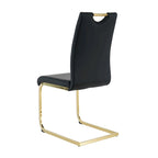 Ensemble de 2 chaises de salle à manger en similicuir - Pieds en métal doré, design ergonomique, mousse haute densité, imperméables, montage en 10 à 15 minutes, style luxe moderne