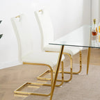 Ensemble de 2 chaises de salle à manger en similicuir - Pieds en métal doré, design ergonomique, mousse haute densité, imperméables, montage en 10 à 15 minutes, style luxe moderne