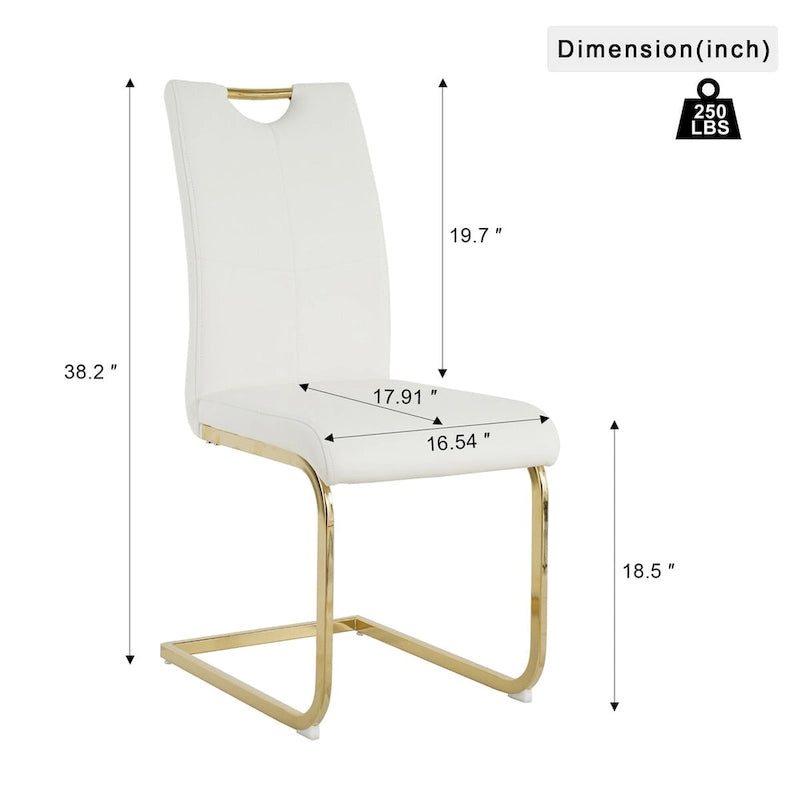 Ensemble de 2 chaises de salle à manger en similicuir - Pieds en métal doré, design ergonomique, mousse haute densité, imperméables, montage en 10 à 15 minutes, style luxe moderne