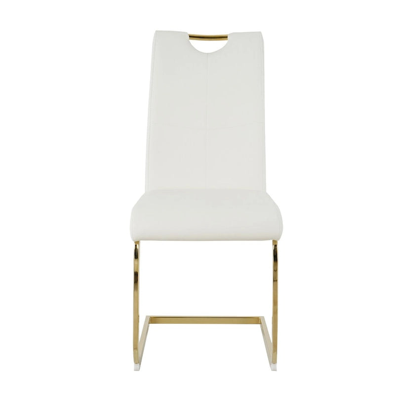 Ensemble de 2 chaises de salle à manger en similicuir - Pieds en métal doré, design ergonomique, mousse haute densité, imperméables, montage en 10 à 15 minutes, style luxe moderne