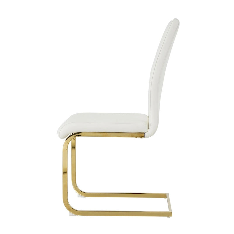 Ensemble de 2 chaises de salle à manger en similicuir - Pieds en métal doré, design ergonomique, mousse haute densité, imperméables, montage en 10 à 15 minutes, style luxe moderne