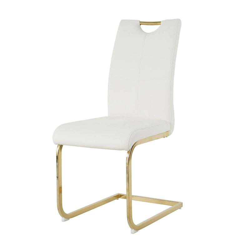 Ensemble de 2 chaises de salle à manger en similicuir - Pieds en métal doré, design ergonomique, mousse haute densité, imperméables, montage en 10 à 15 minutes, style luxe moderne