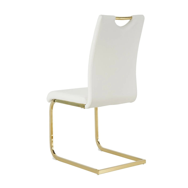 Ensemble de 2 chaises de salle à manger en similicuir - Pieds en métal doré, design ergonomique, mousse haute densité, imperméables, montage en 10 à 15 minutes, style luxe moderne