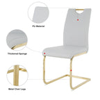 Ensemble de 2 chaises de salle à manger en similicuir - Pieds en métal doré, design ergonomique, mousse haute densité, imperméables, montage en 10 à 15 minutes, style luxe moderne