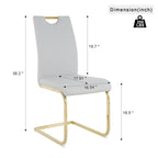 Ensemble de 2 chaises de salle à manger en similicuir - Pieds en métal doré, design ergonomique, mousse haute densité, imperméables, montage en 10 à 15 minutes, style luxe moderne