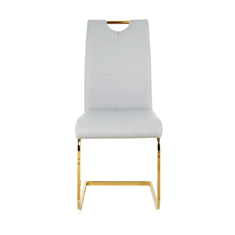 Ensemble de 2 chaises de salle à manger en similicuir - Pieds en métal doré, design ergonomique, mousse haute densité, imperméables, montage en 10 à 15 minutes, style luxe moderne