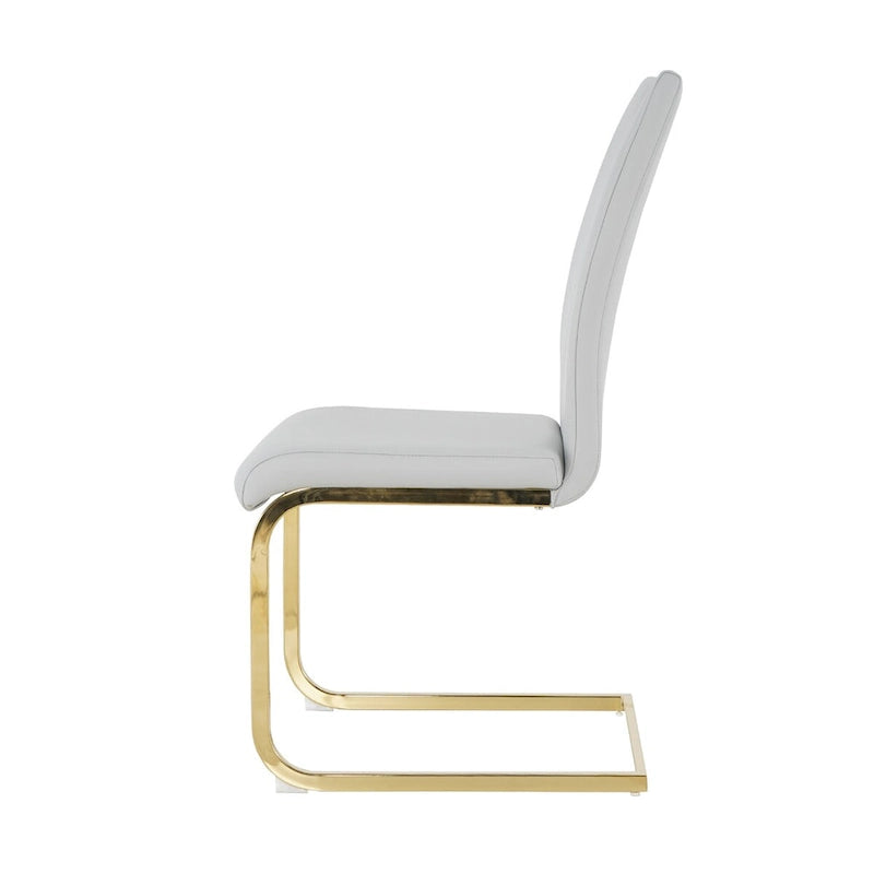 Ensemble de 2 chaises de salle à manger en similicuir - Pieds en métal doré, design ergonomique, mousse haute densité, imperméables, montage en 10 à 15 minutes, style luxe moderne