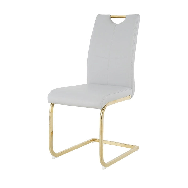 Ensemble de 2 chaises de salle à manger en similicuir - Pieds en métal doré, design ergonomique, mousse haute densité, imperméables, montage en 10 à 15 minutes, style luxe moderne