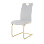 Ensemble de 2 chaises de salle à manger en similicuir - Pieds en métal doré, design ergonomique, mousse haute densité, imperméables, montage en 10 à 15 minutes, style luxe moderne