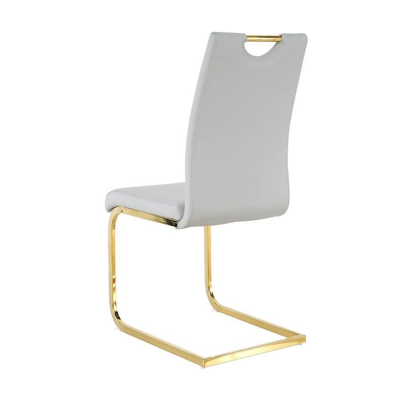 Ensemble de 2 chaises de salle à manger en similicuir - Pieds en métal doré, design ergonomique, mousse haute densité, imperméables, montage en 10 à 15 minutes, style luxe moderne