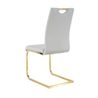 Ensemble de 2 chaises de salle à manger en similicuir - Pieds en métal doré, design ergonomique, mousse haute densité, imperméables, montage en 10 à 15 minutes, style luxe moderne