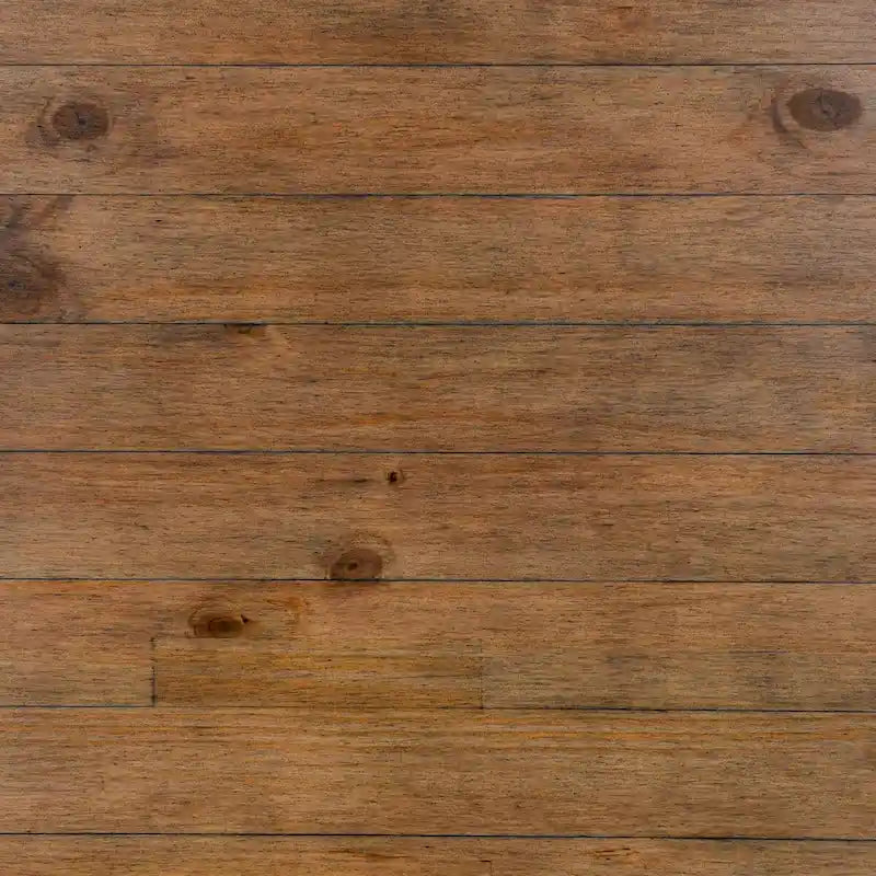 Table de salle à manger extensible 80-110 po - Pin massif, pied central, 6 à 10 couverts, teintée à la main, plateau à lattes, brun fumé, style transitionnel moderne, hauteur 30 po