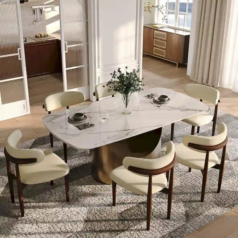 Table de salle à manger extensible de 160 à 240 cm - Plateau en pierre frittée de 12 mm, piètement en U, capacité de charge de 136 kg, 6 à 10 couverts, acier au carbone bronze, style moderne