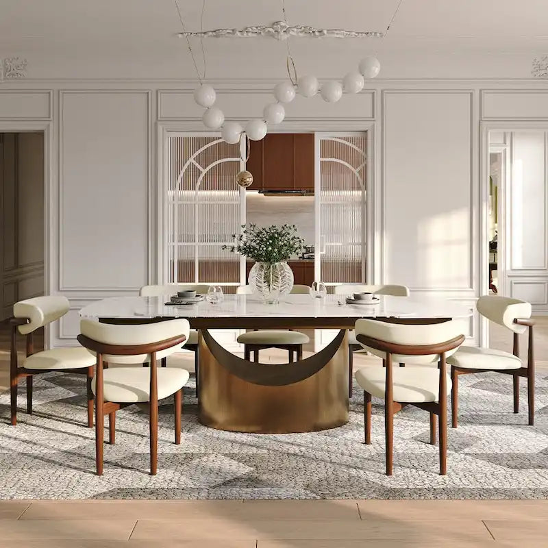 Table de salle à manger extensible de 160 à 240 cm - Plateau en pierre frittée de 12 mm, piètement en U, capacité de charge de 136 kg, 6 à 10 couverts, acier au carbone bronze, style moderne