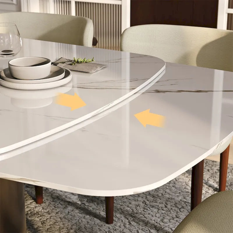 Table de salle à manger extensible de 160 à 240 cm - Plateau en pierre frittée de 12 mm, piètement en U, capacité de charge de 136 kg, 6 à 10 couverts, acier au carbone bronze, style moderne