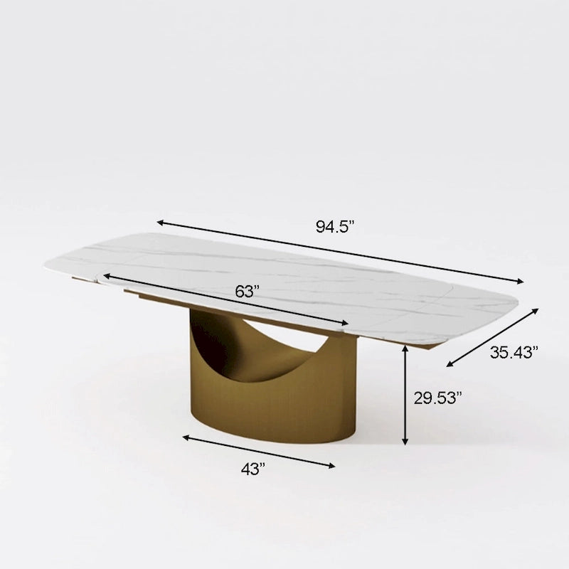 Table de salle à manger extensible de 160 à 240 cm - Plateau en pierre frittée de 12 mm, piètement en U, capacité de charge de 136 kg, 6 à 10 couverts, acier au carbone bronze, style moderne