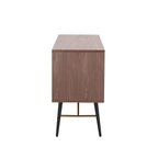 Buffet de 157 cm (62 po) - 2 portes, 2 tiroirs, finition noyer, surface imperméable, anti-basculement, style moderne du milieu du siècle, rangement multi-pièces