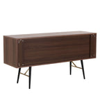 Buffet de 157 cm (62 po) - 2 portes, 2 tiroirs, finition noyer, surface imperméable, anti-basculement, style moderne du milieu du siècle, rangement multi-pièces