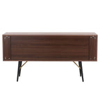 Buffet de 157 cm (62 po) - 2 portes, 2 tiroirs, finition noyer, surface imperméable, anti-basculement, style moderne du milieu du siècle, rangement multi-pièces