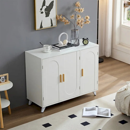 Buffet 3 portes - Étagères réglables, charnières à fermeture douce, bois MDF, grand espace de rangement, solution de rangement multi-pièces, montage facile