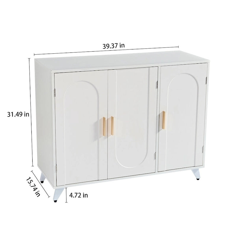 Buffet 3 portes - Étagères réglables, charnières à fermeture douce, bois MDF, grand espace de rangement, solution de rangement multi-pièces, montage facile