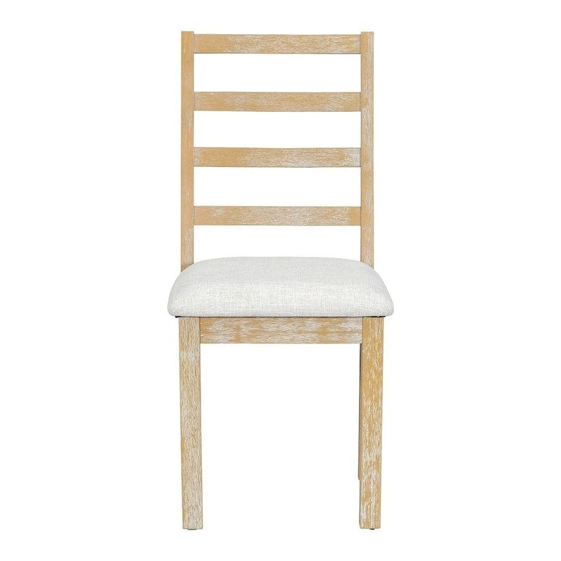 Ensemble de salle à manger 6 pièces : table ovale extensible de 107 à 152 cm, 4 chaises à dossier échelle, banc de 112 cm, bois d’hévéa massif, capacité de 113 kg, style campagnard