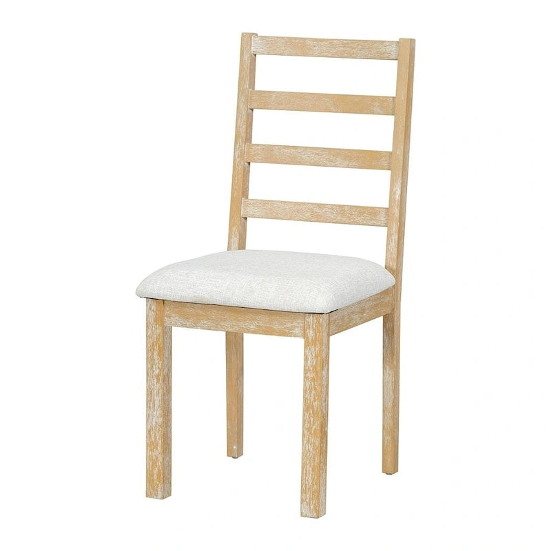 Ensemble de salle à manger 6 pièces : table ovale extensible de 107 à 152 cm, 4 chaises à dossier échelle, banc de 112 cm, bois d’hévéa massif, capacité de 113 kg, style campagnard