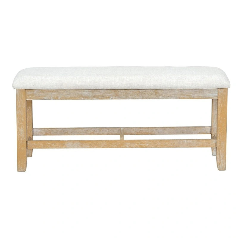 Ensemble de salle à manger 6 pièces : table ovale extensible de 107 à 152 cm, 4 chaises à dossier échelle, banc de 112 cm, bois d’hévéa massif, capacité de 113 kg, style campagnard