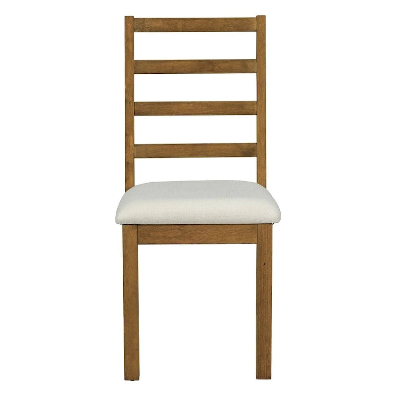 Ensemble de salle à manger 6 pièces : table ovale extensible de 107 à 152 cm, 4 chaises à dossier échelle, banc de 112 cm, bois d’hévéa massif, capacité de 113 kg, style campagnard