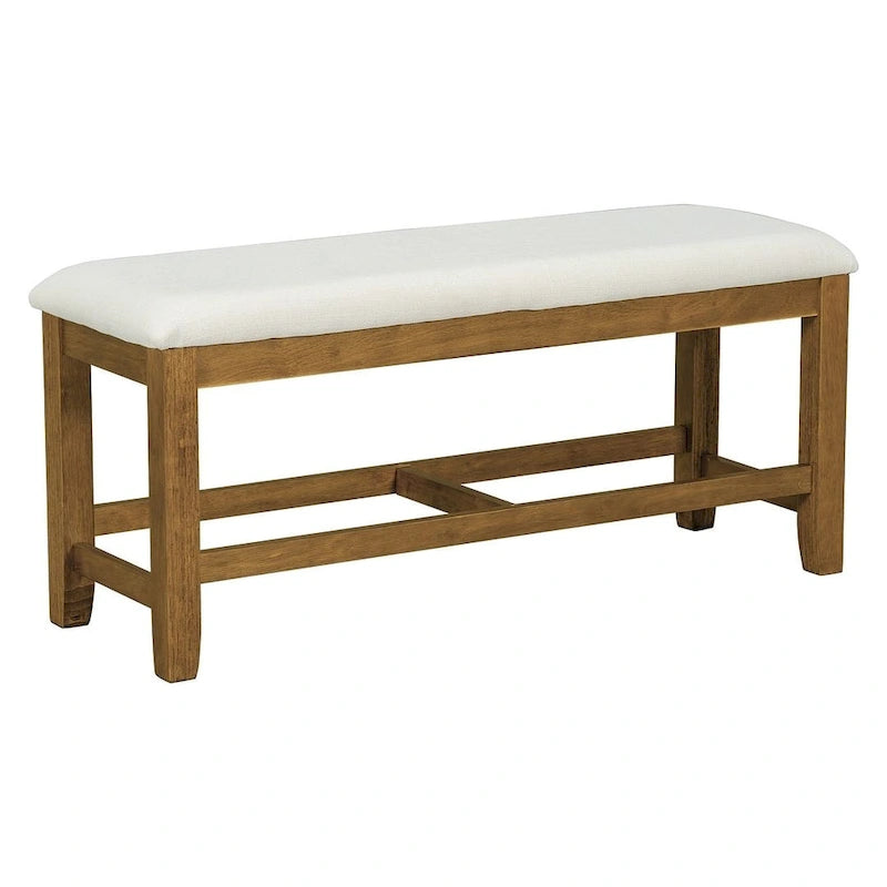 Ensemble de salle à manger 6 pièces : table ovale extensible de 107 à 152 cm, 4 chaises à dossier échelle, banc de 112 cm, bois d’hévéa massif, capacité de 113 kg, style campagnard