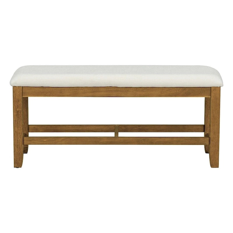 Ensemble de salle à manger 6 pièces : table ovale extensible de 107 à 152 cm, 4 chaises à dossier échelle, banc de 112 cm, bois d’hévéa massif, capacité de 113 kg, style campagnard