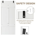 Meuble d'entrée 3 en 1 avec banc de rangement et porte-manteau - 4 crochets, 6 compartiments, hauteur 170 cm, finition blanche